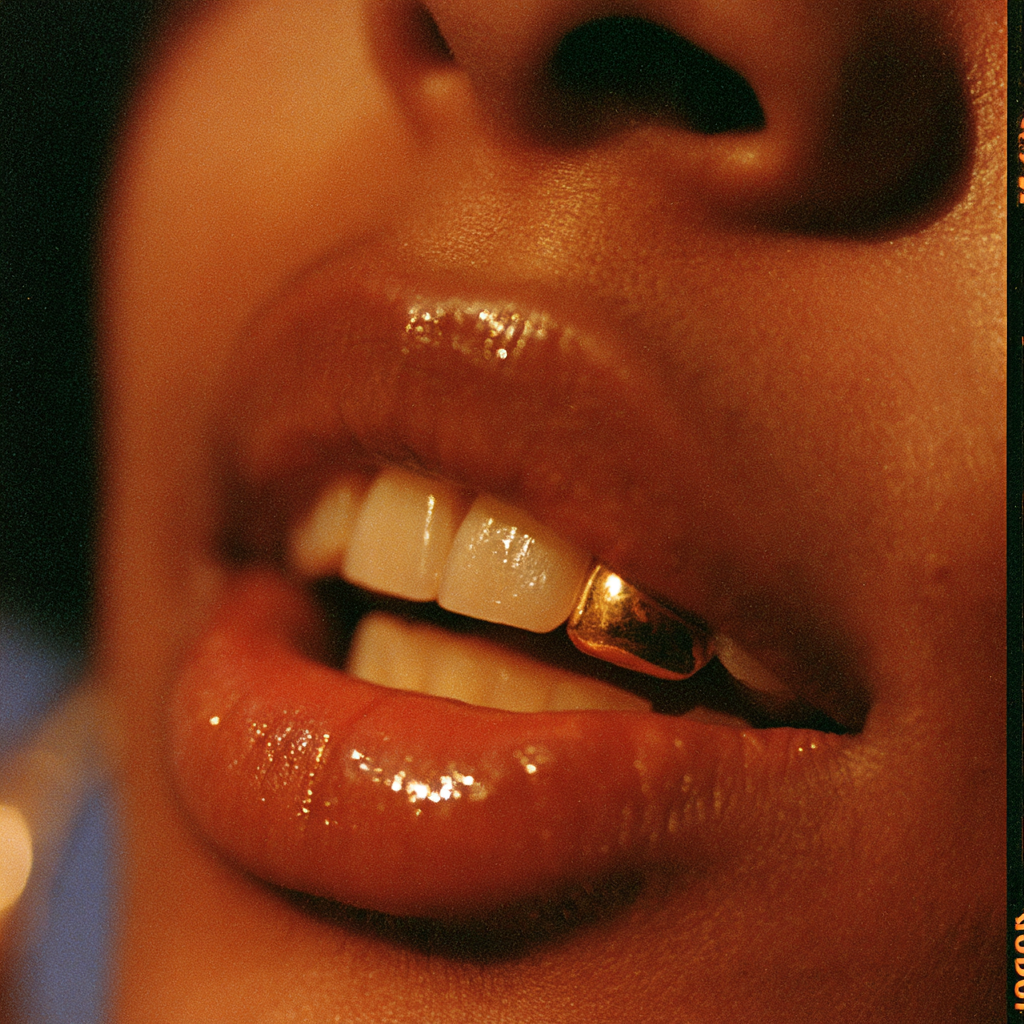 Close portrait of a singer, photographed on 35mm film